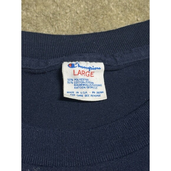 Vintage 80s Champion New York Yankees Single Stitch T Shirt Size Large Navy - Picture 3 of 4